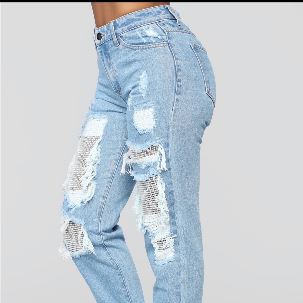 Fashion Nova Sequin Distressed Boyfriend Jeans